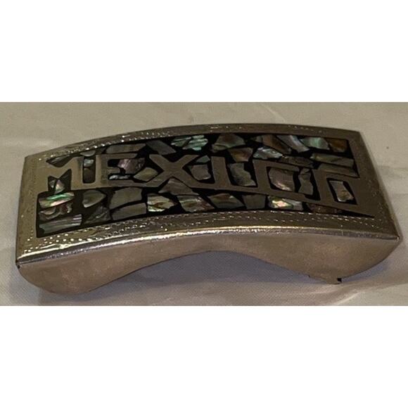 Vintage Mexico Belt Buckle with Mother of Pearl - Picture 7 of 8